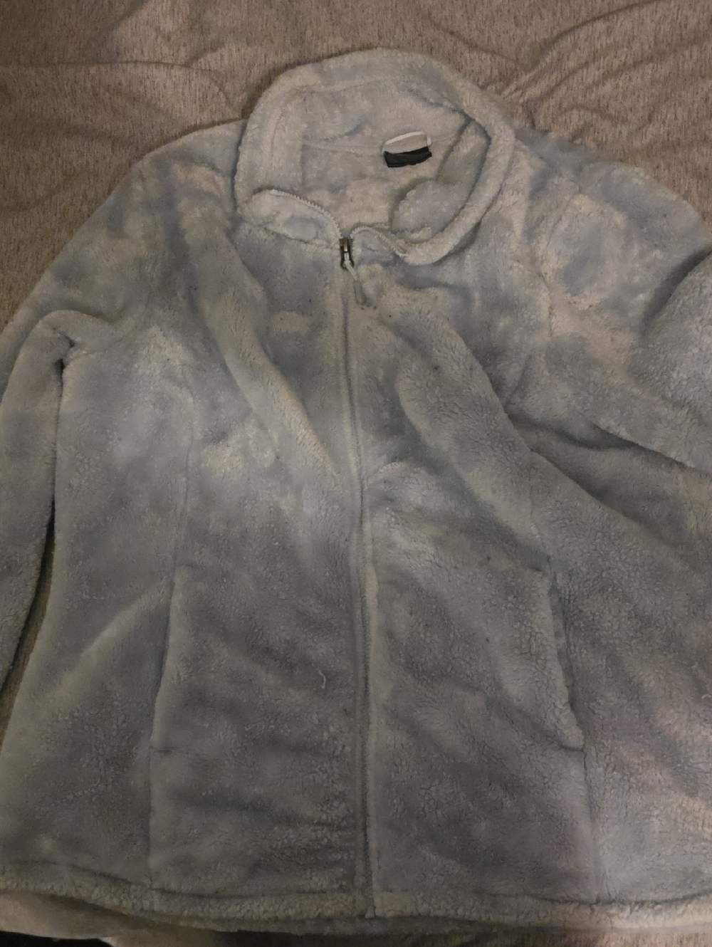 32 Degrees Plush Zip-Up Teddy Jacket in Light Blue